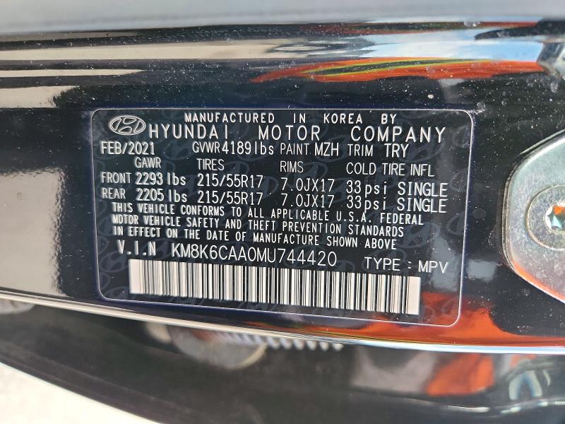 2021 Hyundai Kona მანქანა იყიდება აუქციონზე, vin: KM8K6CAA0MU744420, აუქციონის ნომერი: 56990096