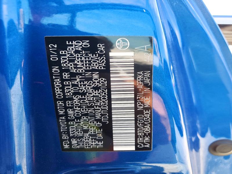 Продажа на аукционе авто 2012 Toyota Yaris, vin: JTDJTUD32CD521029, номер лота: 56452556
