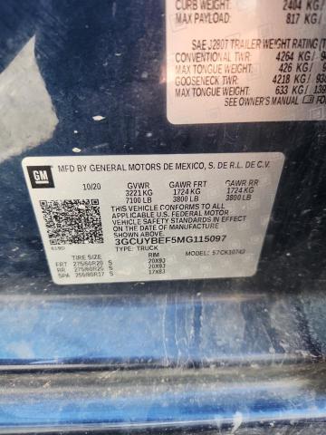 Продажа на аукционе авто 2021 Chevrolet Silverado, vin: 3GCUYBEF5MG115097, номер лота: 54502256