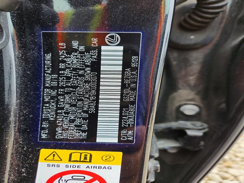 55305426 :رقم المزاد ، 58ABZ1B19KU003070 vin ، 2019 Lexus Es مزاد بيع