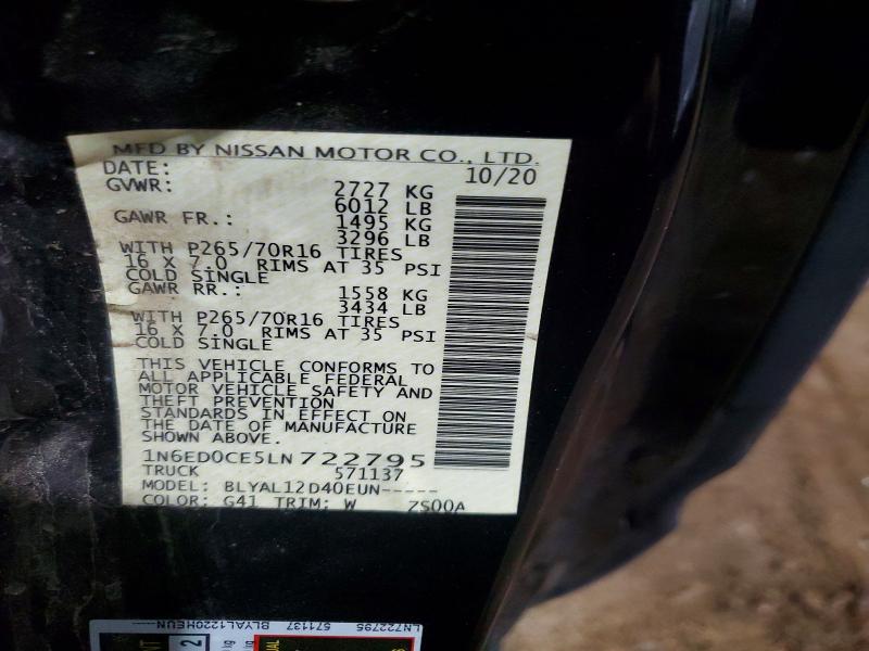 57428866 :رقم المزاد ، 1N6ED0CE5LN722795 vin ، 2020 Nissan Frontier مزاد بيع