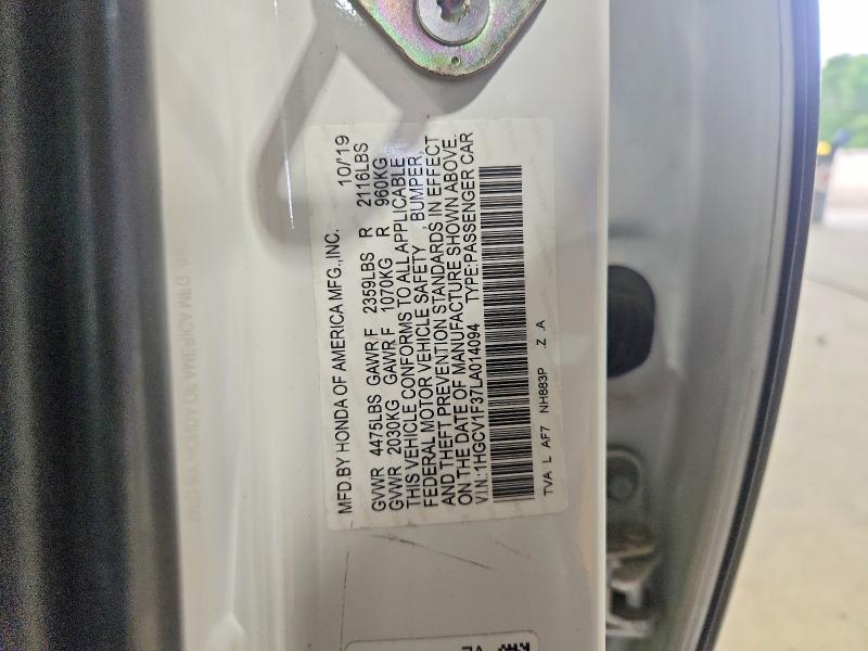 2020 Honda Accord მანქანა იყიდება აუქციონზე, vin: 1HGCV1F37LA014094, აუქციონის ნომერი: 57998636