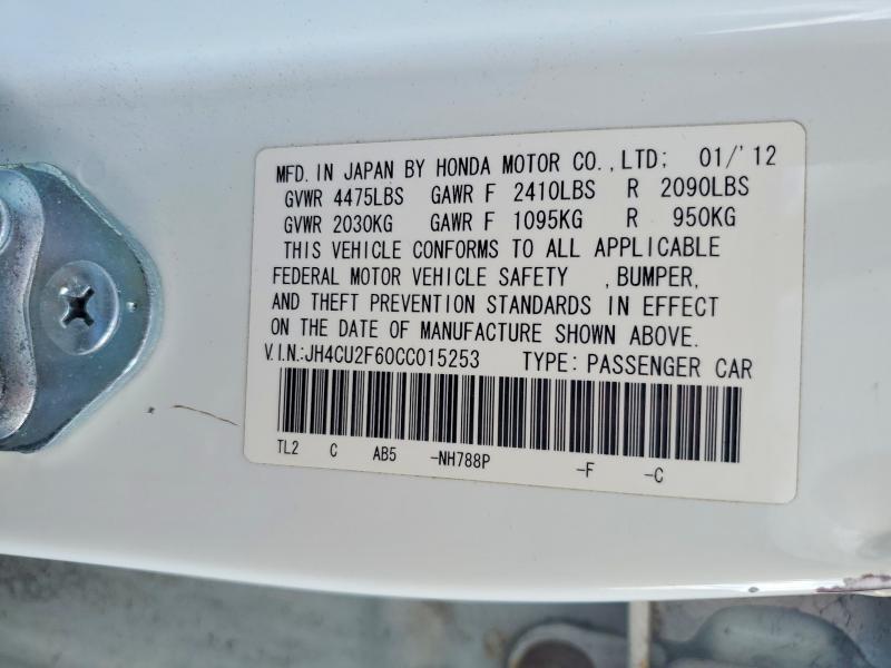 56699346 :رقم المزاد ، JH4CU2F60CC015253 vin ، 2012 Acura Tsx مزاد بيع