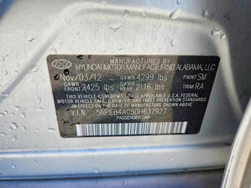 Продажа на аукционе авто 2013 Hyundai Sonata, vin: 5NPEB4AC5DH637927, номер лота: 56028076