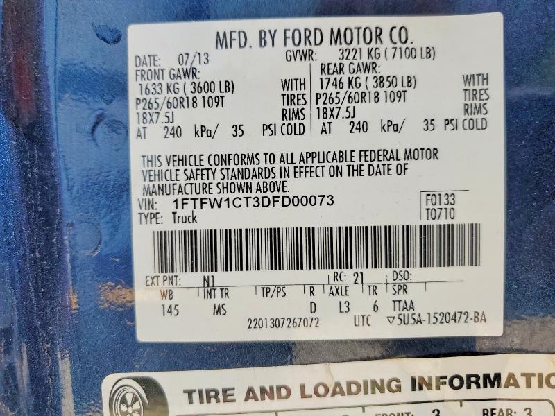 Aukcja sprzedaży 2013 Ford F150, vin: 1FTFW1CT3DFD00073, numer aukcji: 56971336