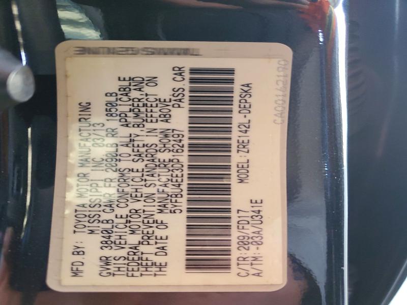 Продажа на аукционе авто 2013 Toyota Corolla, vin: 5YFBU4EE3DP162497, номер лота: 57408476
