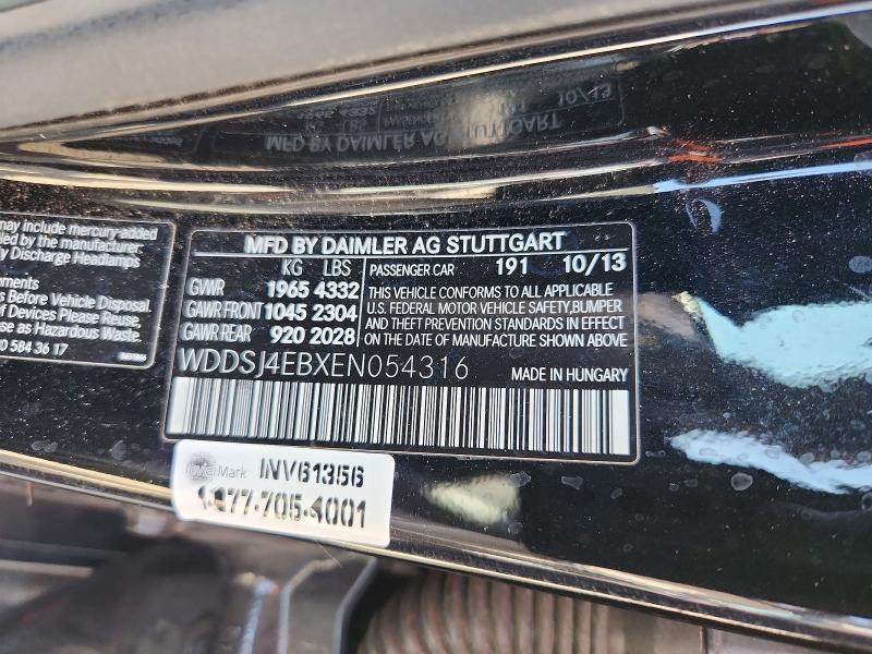 57951486 :رقم المزاد ، WDDSJ4EBXEN054316 vin ، 2014 Mercedes-benz Cla مزاد بيع