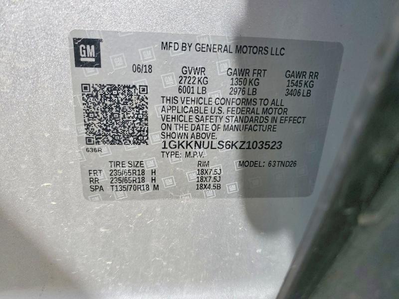 Продажа на аукционе авто 2019 Gmc Acadia, vin: 1GKKNULS6KZ103523, номер лота: 57496786