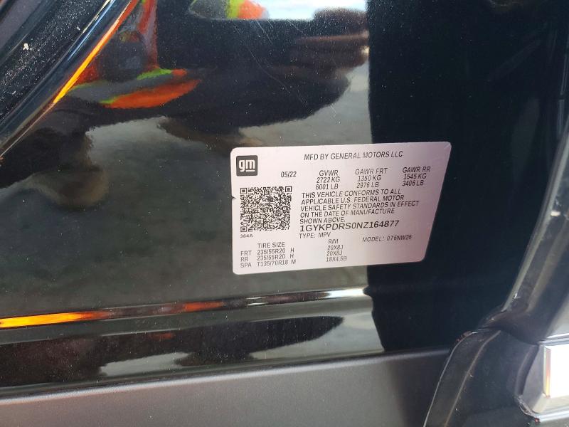 58724396 :رقم المزاد ، 1GYKPDRS0NZ164877 vin ، 2022 Cadillac Xt6 مزاد بيع