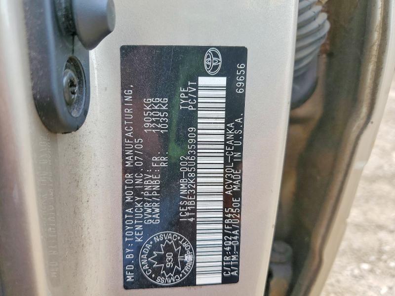 2005 Toyota Camry მანქანა იყიდება აუქციონზე, vin: 4T1BE32K85U635909, აუქციონის ნომერი: 57300846