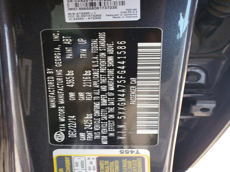 Aukcja sprzedaży 2015 Kia Optima, vin: 5XXGM4A75FG441586, numer aukcji: 57655546
