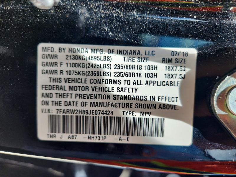 Продаж на аукціоні авто 2018 Honda Cr-v, vin: 7FARW2H89JE074424, номер лоту: 56950886