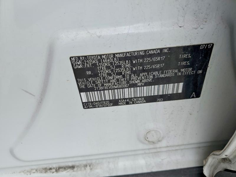 Продажа на аукционе авто 2017 Toyota Rav4, vin: 2T3BFREV0HW680067, номер лота: 56496296