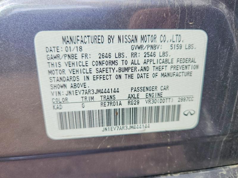 Продаж на аукціоні авто 2018 Infiniti Q50, vin: JN1EV7AR3JM444144, номер лоту: 58364916