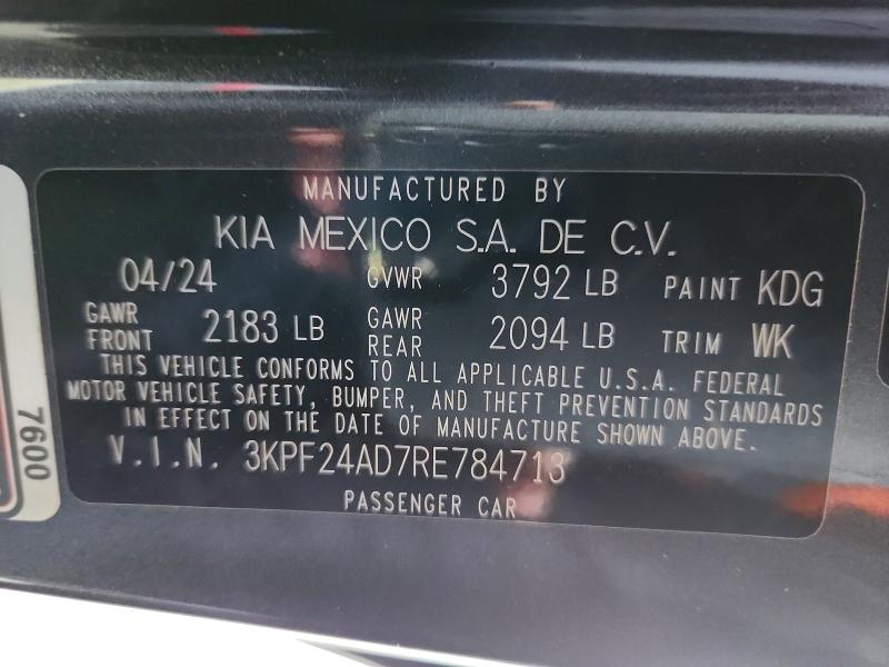Продажа на аукционе авто 2024 Kia Forte, vin: 3KPF24AD7RE784713, номер лота: 58524546