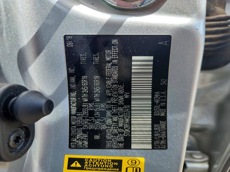 2019 Toyota Highlander მანქანა იყიდება აუქციონზე, vin: 5TDKZRFH4KS552410, აუქციონის ნომერი: 58697876
