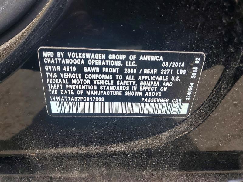 Aukcja sprzedaży 2015 Volkswagen Passat, vin: 1VWAT7A37FC017203, numer aukcji: 54404126