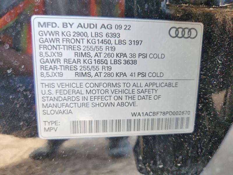 Продаж на аукціоні авто 2023 Audi Q7, vin: WA1ACBF78PD002670, номер лоту: 58082616