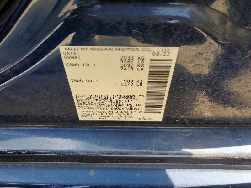 2023 Nissan Altima მანქანა იყიდება აუქციონზე, vin: 1N4BL4CW5PN310316, აუქციონის ნომერი: 58478736