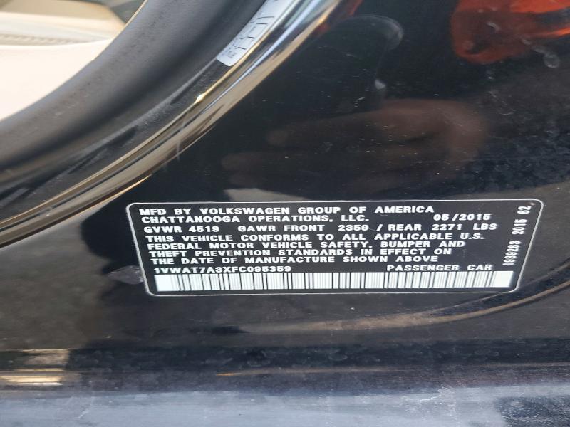 Продажа на аукционе авто 2015 Volkswagen Passat, vin: 1VWAT7A3XFC095359, номер лота: 56348296