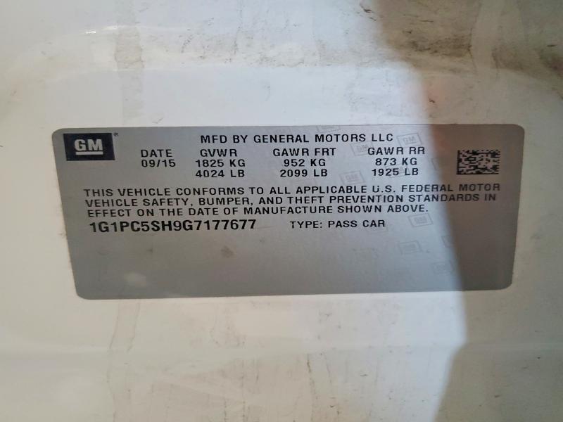 56434346 :رقم المزاد ، 1G1PC5SH9G7177677 vin ، 2016 Chevrolet Cruze Limited مزاد بيع