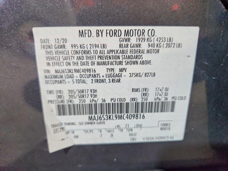 Aukcja sprzedaży 2021 Ford Ecosport, vin: MAJ6S3KL9MC409816, numer aukcji: 55954096