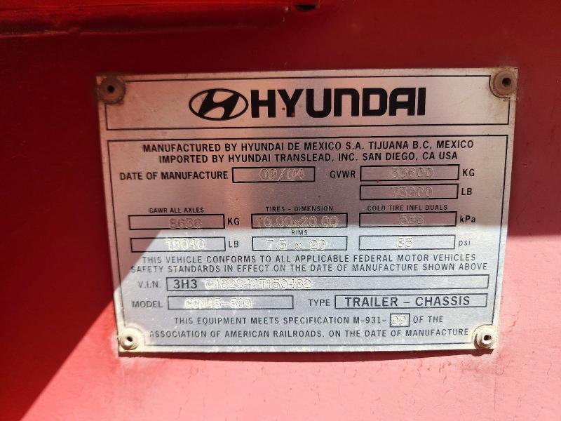 Продажа на аукционе авто 2004 Hyun Trailer, vin: 3H3C462S44T150482, номер лота: 54121016