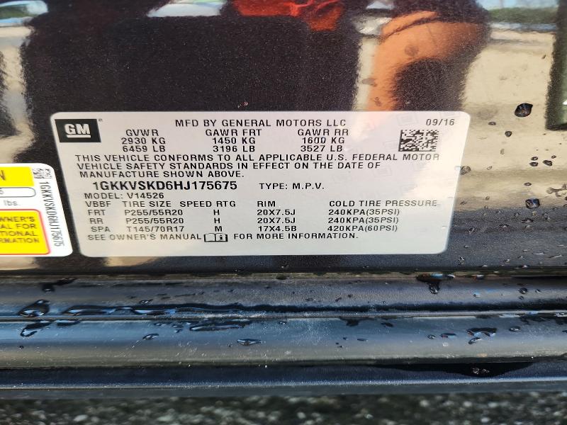55641436 :رقم المزاد ، 1GKKVSKD6HJ175675 vin ، 2017 Gmc Acadia Limited مزاد بيع