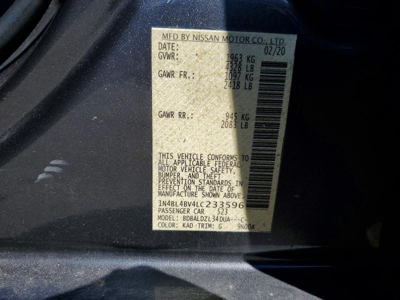 Продажа на аукционе авто 2020 Nissan Altima, vin: 1N4BL4BV4LC233596, номер лота: 56707316