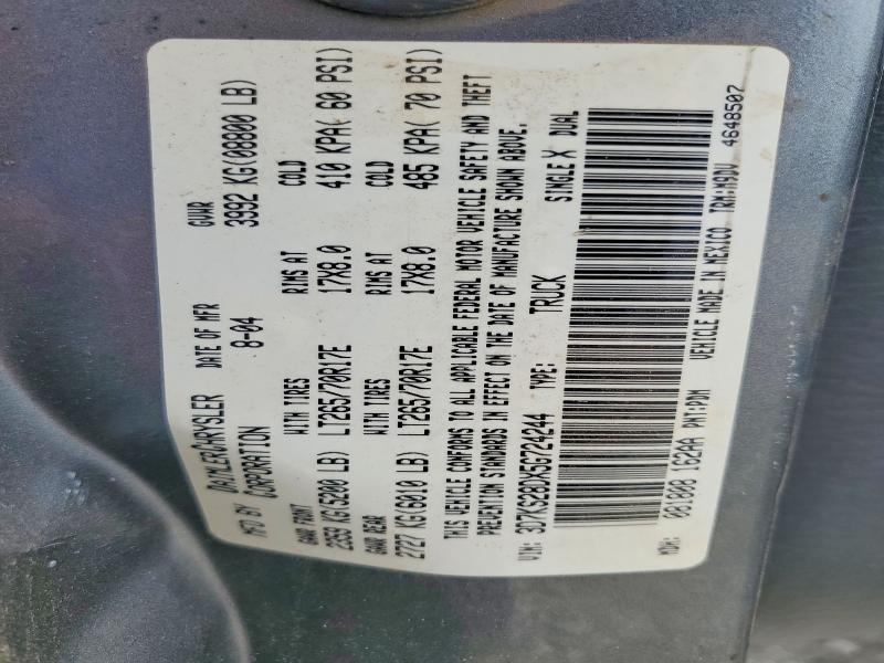 58637756 :رقم المزاد ، 3D7KS28DX5G724244 vin ، 2005 Dodge Ram 2500 مزاد بيع