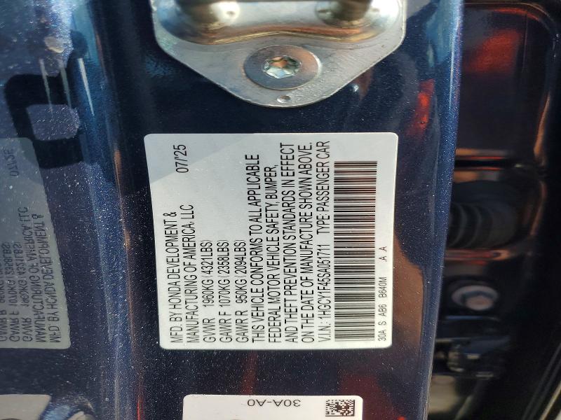 57543516 :رقم المزاد ، 1HGCY1F45SA051711 vin ، 2025 Honda Accord مزاد بيع