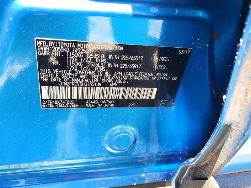 Aukcja sprzedaży 2017 Toyota Rav4, vin: JTMZFREV5HJ135138, numer aukcji: 58432236