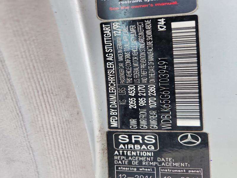 57699026 :رقم المزاد ، WDBLK65G6YT039491 vin ، 2000 Mercedes-benz Clk مزاد بيع