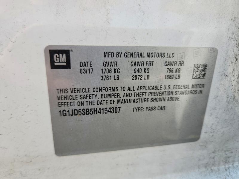 Продаж на аукціоні авто 2017 Chevrolet Sonic, vin: 1G1JD6SB5H4154307, номер лоту: 56107386