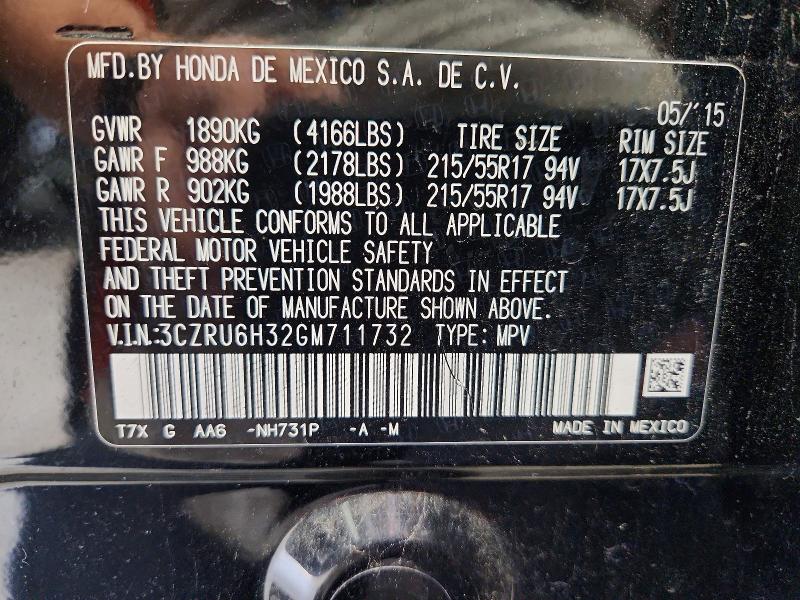 Aukcja sprzedaży 2016 Honda Hr-v, vin: 3CZRU6H32GM711732, numer aukcji: 59085656