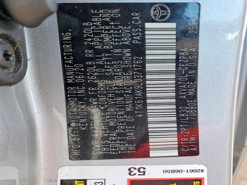 58651526 :رقم المزاد ، 4T1K61AK9LU371762 vin ، 2020 Toyota Camry مزاد بيع