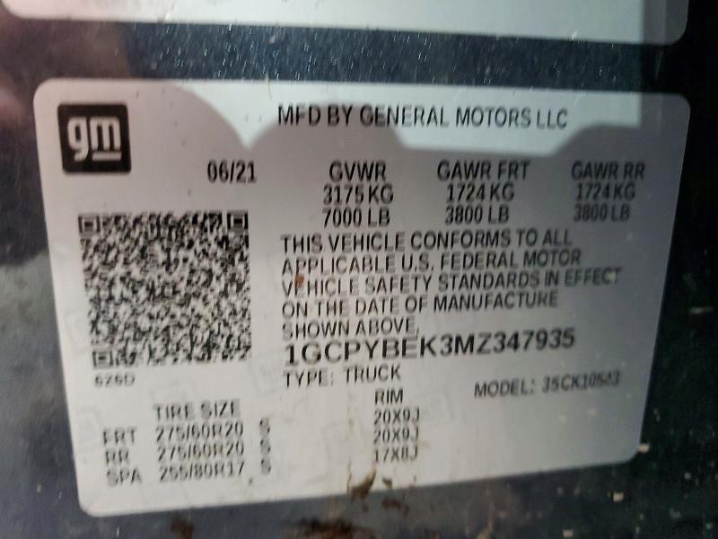 Продаж на аукціоні авто 2021 Chevrolet Silverado, vin: 1GCPYBEK3MZ347935, номер лоту: 58028866