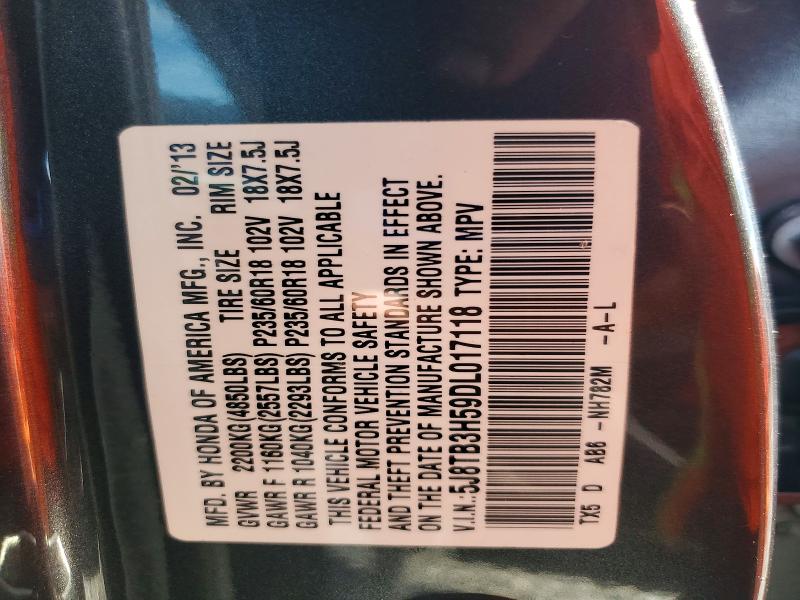 Продажа на аукционе авто 2013 Acura Rdx, vin: 5J8TB3H59DL017118, номер лота: 58010916