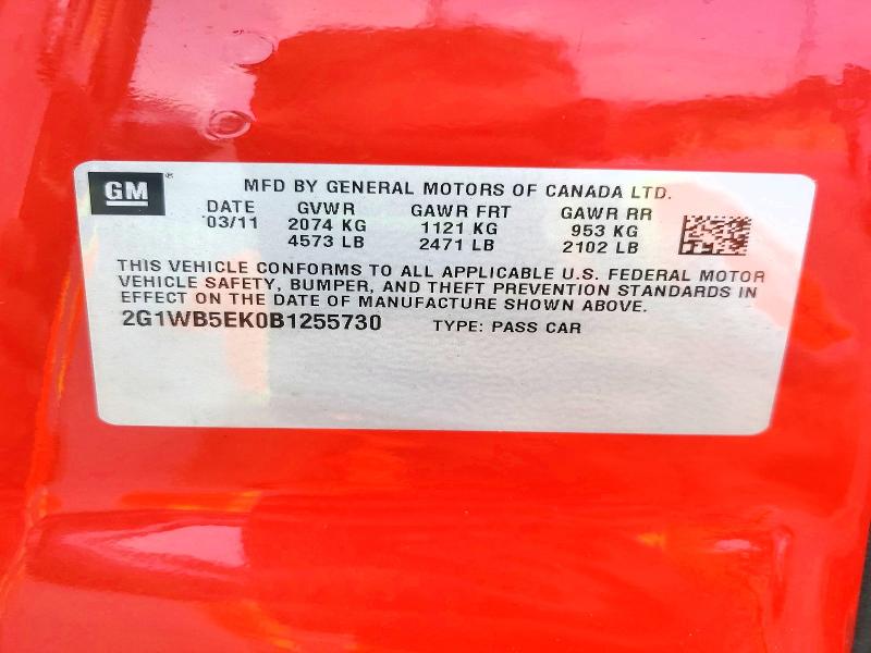 Продажа на аукционе авто 2011 Chevrolet Impala, vin: 2G1WB5EK0B1255730, номер лота: 54548986