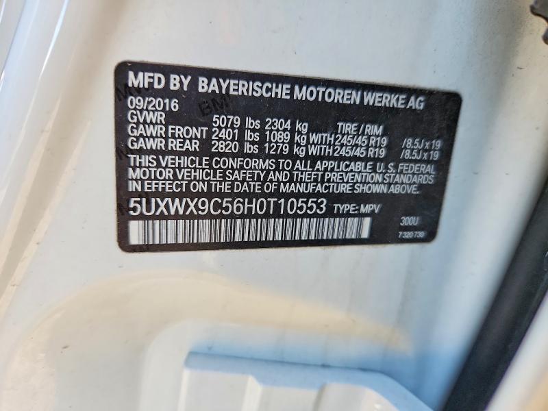 Aukcja sprzedaży 2017 Bmw X3, vin: 5UXWX9C56H0T10553, numer aukcji: 57464016