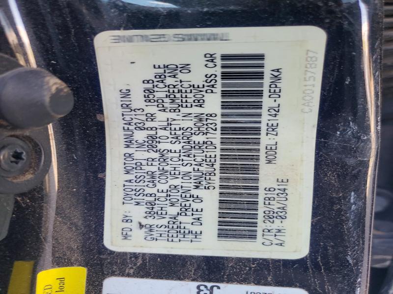 Aukcja sprzedaży 2013 Toyota Corolla, vin: 5YFBU4EE1DP172378, numer aukcji: 58553276