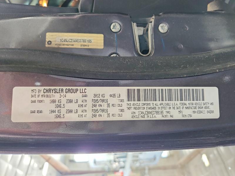 2014 Jeep Compass მანქანა იყიდება აუქციონზე, vin: 1C4NJCBAXED789185, აუქციონის ნომერი: 56660606
