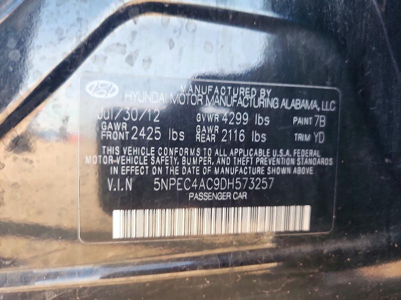 58116256 :رقم المزاد ، 5NPEC4AC9DH573257 vin ، 2013 Hyundai Sonata مزاد بيع