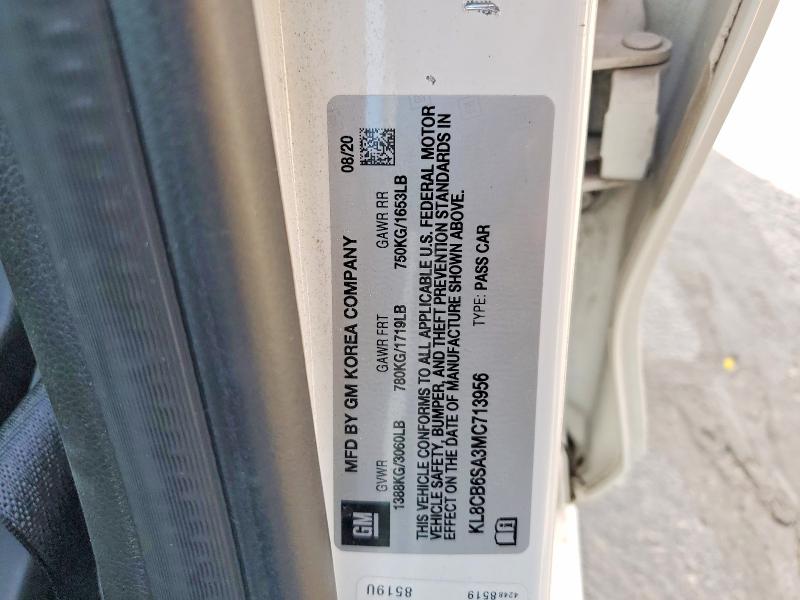 2021 Chevrolet Spark მანქანა იყიდება აუქციონზე, vin: KL8CB6SA3MC713956, აუქციონის ნომერი: 58916486