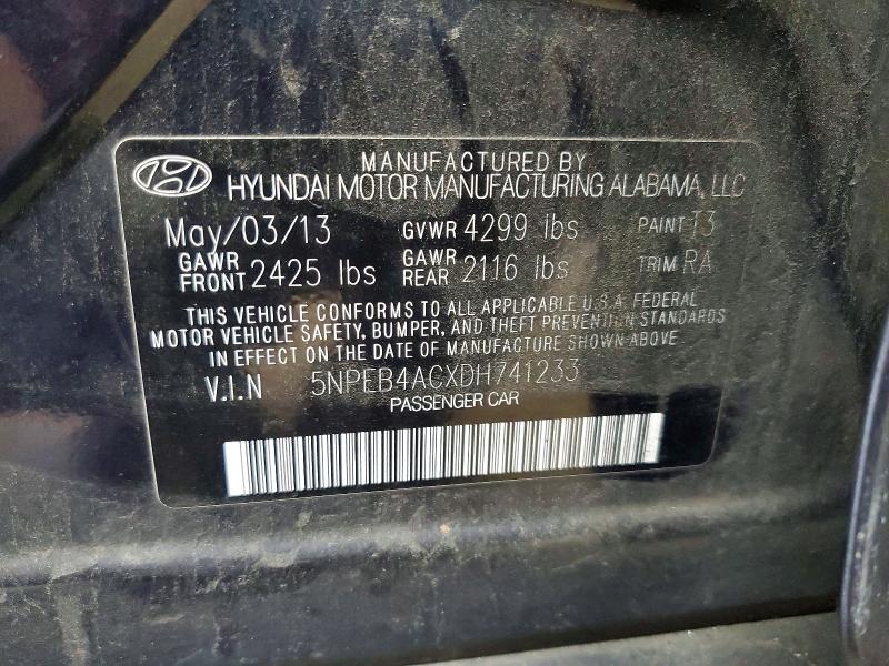 Продажа на аукционе авто 2013 Hyundai Sonata, vin: 5NPEB4ACXDH741233, номер лота: 57908446