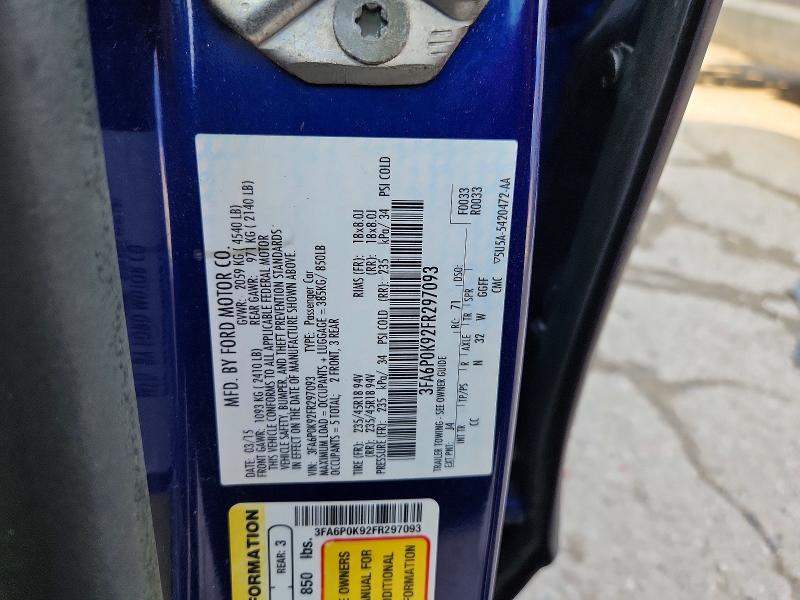 Продажа на аукционе авто 2015 Ford Fusion, vin: 3FA6P0K92FR297093, номер лота: 58279946