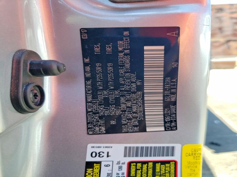 Aukcja sprzedaży 2017 Toyota Sienna, vin: 5TDXZ3DC5HS840598, numer aukcji: 58560086