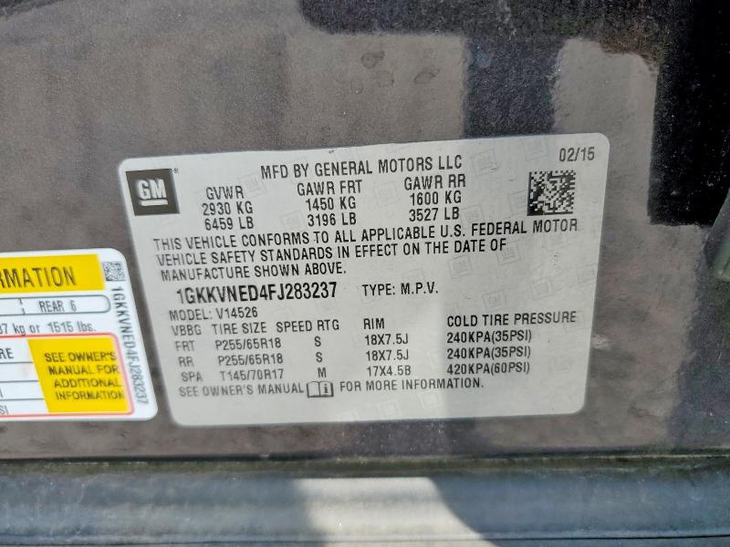 56499356 :رقم المزاد ، 1GKKVNED4FJ283237 vin ، 2015 Gmc Acadia مزاد بيع