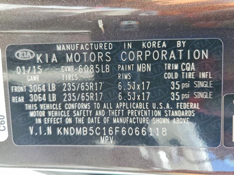Продаж на аукціоні авто 2015 Kia Sedona, vin: KNDMB5C16F6066118, номер лоту: 58471596