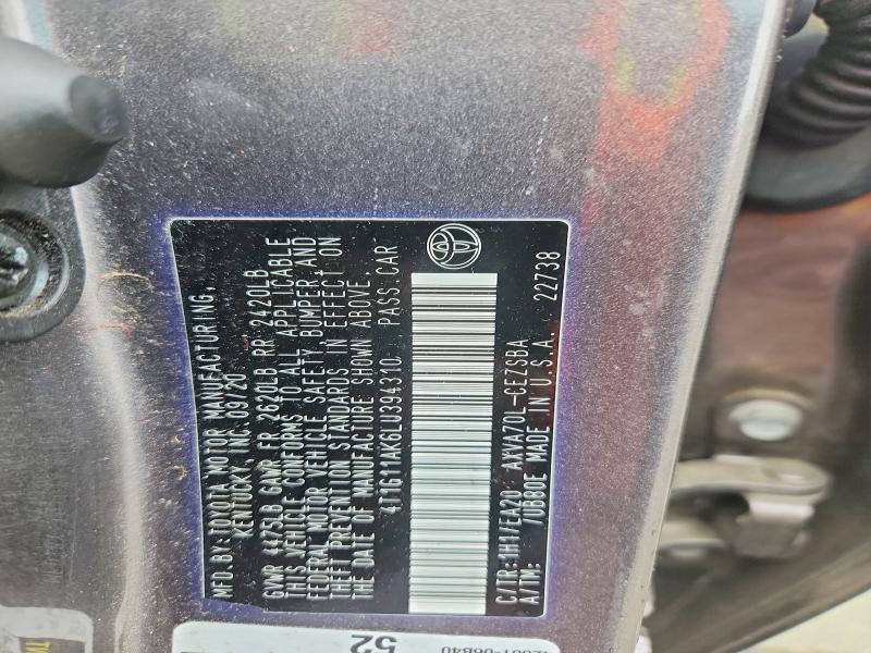 Aukcja sprzedaży 2020 Toyota Camry, vin: 4T1G11AK6LU394310, numer aukcji: 56062806
